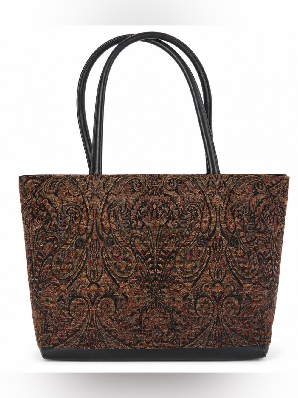 Sonoma Paisley Tapestry Tote Bag Brown Black Large Shoulder Purse Boho Vintage
